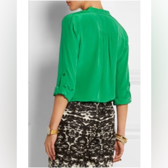 Women’s Lightweight Old Navy Bright Green Polyester Button Down Blouse Small - Picture 3 of 9